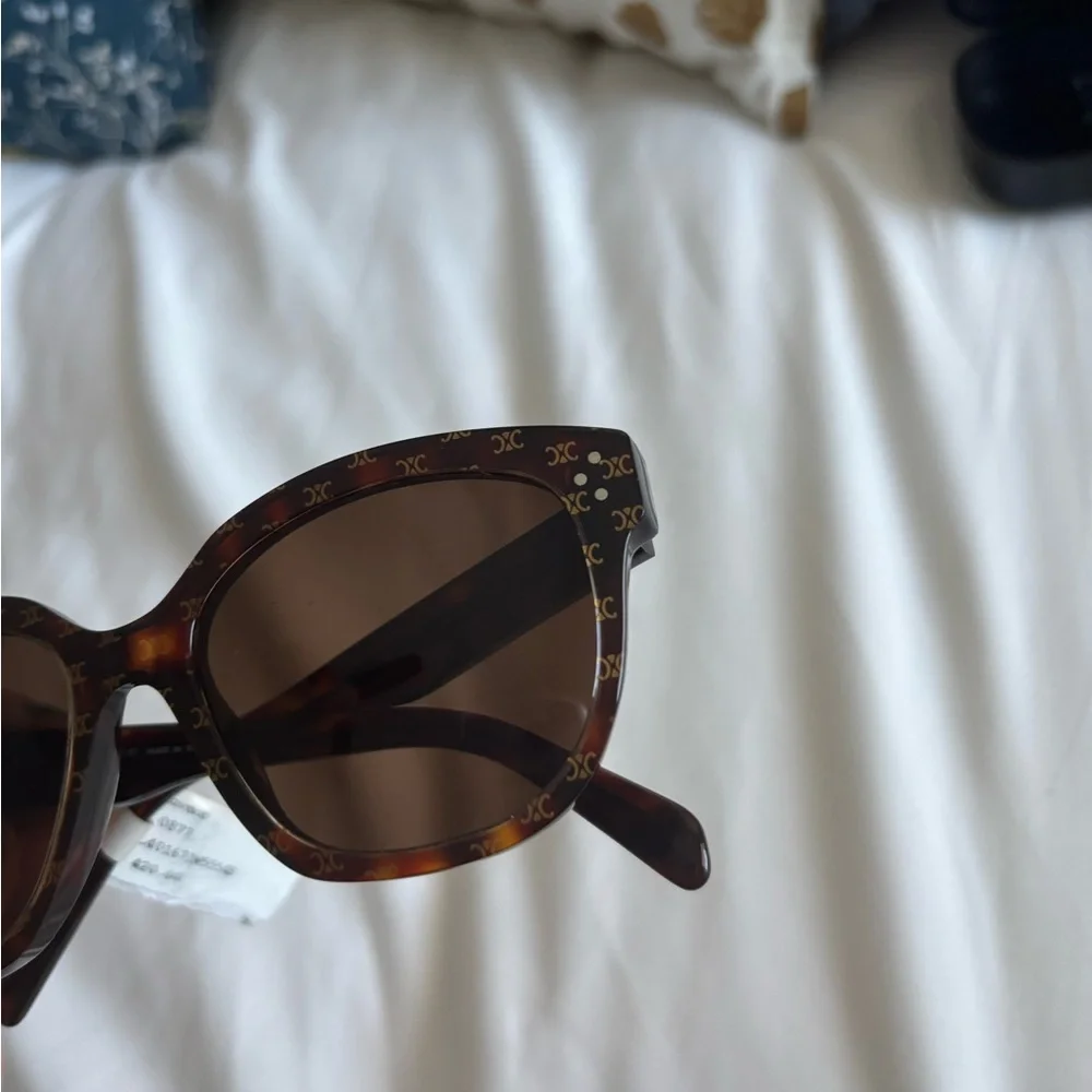 NWT Celine triomphe logo sunglasses brown havana - Picture 8 of 16